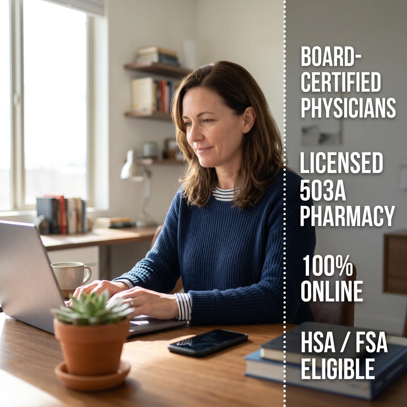 Board-certified physicians, 100% online